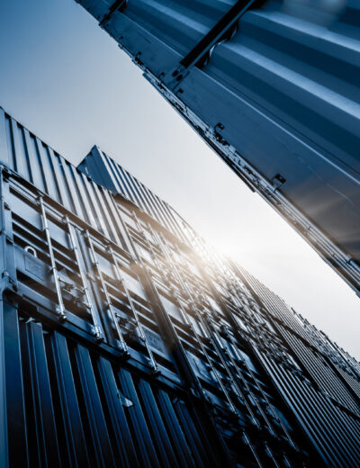 Cargo containers at harbor, shanghai china.